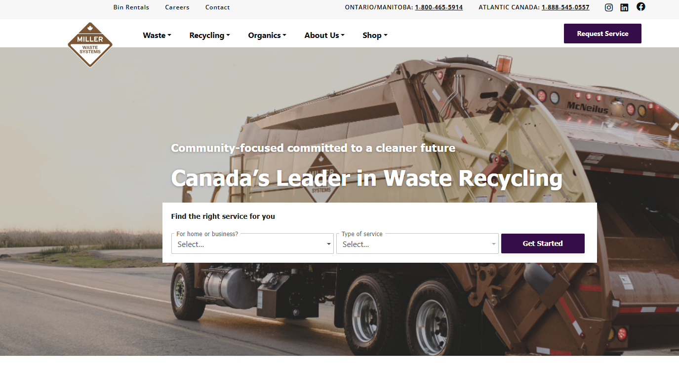 Miller Waste website